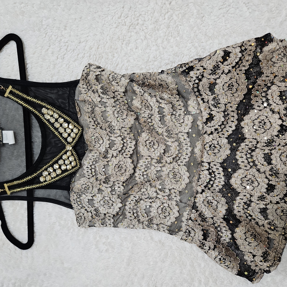 Elegant Lace Dress with Beaded Neckline